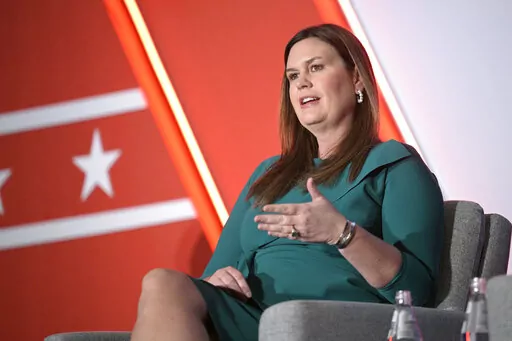 Arkansas Governor-elect Sarah Huckabee Sanders answers a question while taking part in a panel discussion during a Republican Governors Association conference on Nov. 16, 2022, in Orlando, Fla. Sanders will deliver the Republican address to the nation in response to President Joe Biden's State of the Union speech as the GOP seeks to show it's creating a new generation of leadership. (AP Photo/Phelan M. Ebenhack, File)