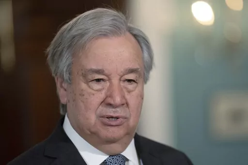 United Nations Secretary-General Antonio Guterres speaks to reporters in the Treaty Room before a meeting with Secretary of State Antony Blinken at the State Department, April 27, 2023, in Washington. From the ashes of World War II, three institutions were created as linchpins of a new global order. Now, in an unusual move the top official in one, Guterres, is pressing for major changes in the other two. Guterres says the International Monetary Fund has benefited rich countries instead of poor o