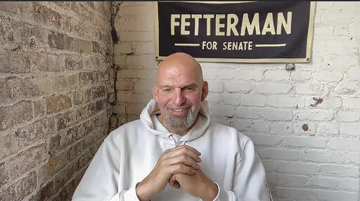 Pennsylvania Lt. Gov. John Fetterman, the Democratic candidate for the Pennsylvania Senate seat, speaks during a video interview from his home in Braddock, Pa., July 20, 2022. (Julian Routh/Pittsburgh Post-Gazette via AP, File)