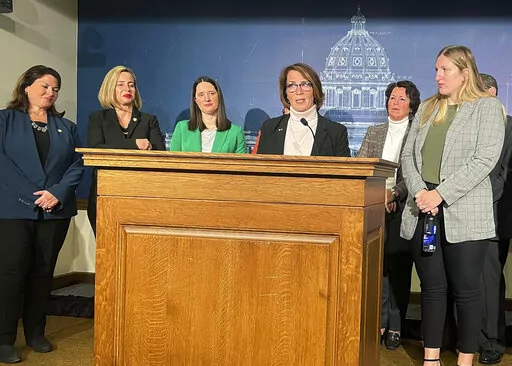 Democratic state Sen. Erin Murphy speaks at the state Capitol in St. Paul, Minn., on Wednesday, Nov. 9, 2022, after Minnesota Democrats defied expectations in an election that had been expected to go well for Republicans, winning the governor's race and completing a trifecta by winning both houses of the Legislature to take full control of state government for this first time in eight years. (Trisha Ahmed/Report for America via AP)