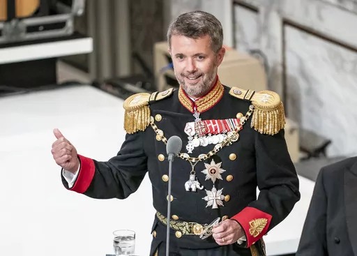 Danish Crown Prince Frederik delivers his speech to Danish Queen Margrethe II at the gala banquet at Christiansborg Palace in Copenhagen, Denmark, Sunday, Sept. 11, 2022. As a teenager, Crown Prince Frederik felt uncomfortable being in the spotlight, and pondered whether there was any way he could avoid becoming king. All doubts have been swept aside as the 55-year-old takes over the crown on Sunday, Jan. 14, 2024 from his mother, Queen Margrethe II, who is breaking with centuries of Danish roya