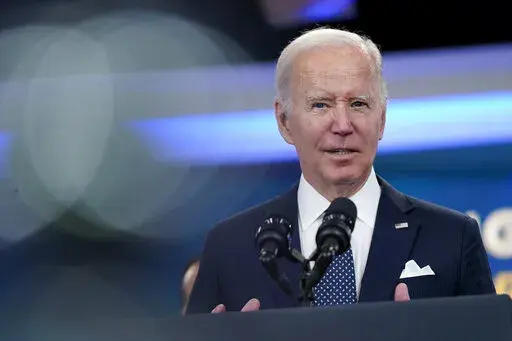 President Joe Biden announces his administration's plans to eliminate junk fees for consumers, Oct. 26, 2022, in the South Court Auditorium on the White House campus in Washington. With time running out before the election, President Biden highlighted his administration's push to crack down on so-called junk fees that banks and other companies charge consumers. The announcement comes after months of high inflation has eaten away at Americans' savings and made the economy the top issue for voters