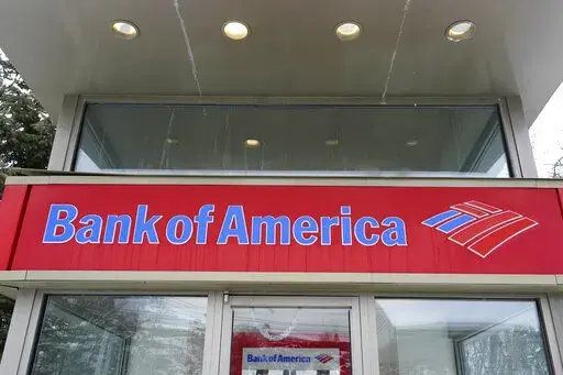 A Bank of America ATM is seen, Wednesday, Feb. 3, 2021, in Winchester, Mass.  Bank of America is slashing the amount it charges customers when they spend more than they have in their accounts and plans to eliminate entirely its fees for bounced checks. The Charlotte-based bank will cut the fee it charges customers to overdraft to $10 from $35 starting in May 2022. (AP Photo/Elise Amendola)