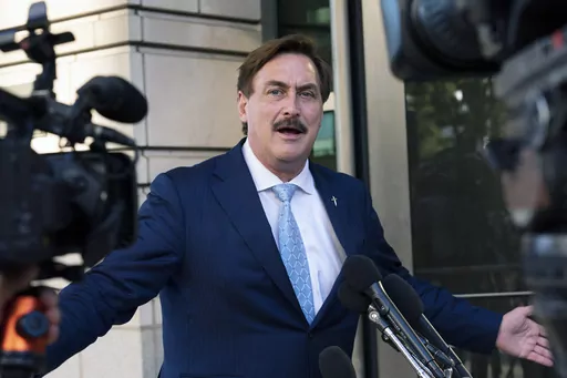 MyPillow chief executive Mike Lindell, speaks to reporters outside federal court in Washington, June 24, 2021. MyPillow chief executive and prominent election denier Mike Lindell said Friday, Jan. 12, 2024 that Fox News has stopped running his company's commercials, disputing the network's assertion that it's simply because he hasn't paid his bills. (AP Photo/Manuel Balce Ceneta, File)