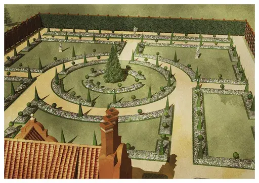 This image courtesy of Rieley & Associates Landscape Architects shows a preliminary rendering for the reconstructed garden of John Custis IV at The Colonial Williamsburg Foundation, a living history museum in Virginia. (Rieley & Associates Landscape Architects via AP) .
