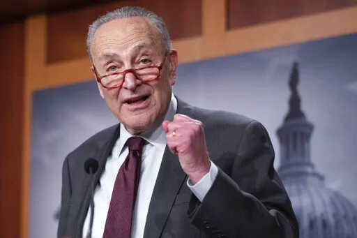 Senate Majority Leader Chuck Schumer of N.Y., speaks during a news conference, Thursday, Dec. 22, 2022, after the passing of the omnibus on Capitol Hill in Washington. (AP Photo/Jacquelyn Martin)
