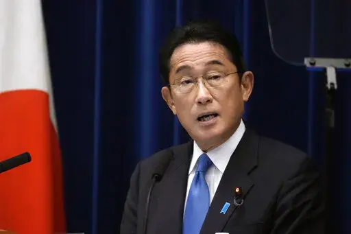 Japan's Prime Minister Fumio Kishida speaks during a news conference at the prime minister's official residence in Tokyo Wednesday, Aug. 31, 2022. (AP Photo/Shuji Kajiyama, Pool)