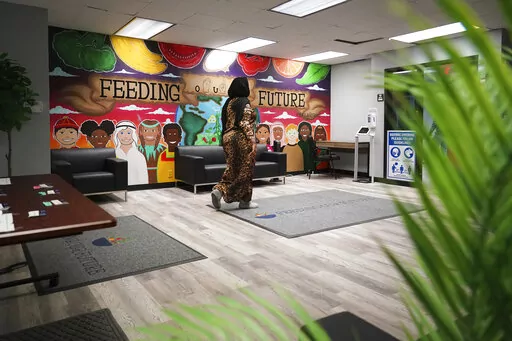 The offices of Feeding Our Future are shown Thursday, Jan. 27, 2022 in St. Anthony, Minn., a week after FBI agents raided the offices of Minnesota nonprofit. Federal authorities charged dozens of people in Minnesota with conspiracy and other counts on Tuesday, Set. 2022, in what they said was a massive scheme that took advantage of the COVID-19 pandemic to steal $250 million from a federal program that provides meals to low-income children. Feeding Our Future’s founder and executive director, 