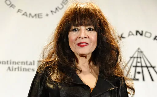 Ronnie Spector appears in the press room after performing at the Rock and Roll Hall of Fame induction ceremony on March 15, 2010, in New York. Spector, the cat-eyed, bee-hived rock 'n' roll siren who sang such 1960s hits as "Be My Baby," "Baby I Love You" and "Walking in the Rain" as the leader of the girl group the Ronettes, has died. She was 78. (AP Photo/Peter Kramer, File)