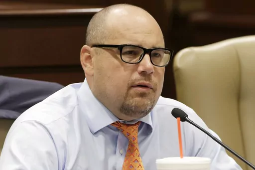 Arkansas state Sen. Jeremy Hutchinson, R-Benton, speaks at a legislative subcommittee meeting at the Arkansas state Capitol in Little Rock, Ark., Aug. 18, 2015. Federal prosecutors said Wednesday, April 26, 2023, that the former Arkansas state senator has been sentenced to four years and two months in prison for accepting multiple bribes in Missouri. The U.S. Department of Justice in a news release said Hutchinson was sentenced Tuesday, April 25, on a charge of conspiracy to commit federal progr