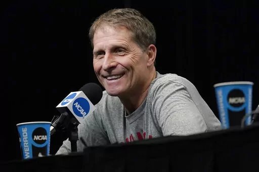 Arkansas coach Eric Musselman speaks during a news conference for the NCAA men's college basketball tournament in San Francisco, Friday, March 25, 2022. Musselman has been one of the nation's best at dipping into the transfer portal, at Arkansas and his previous stop in Nevada. (AP Photo/Jeff Chiu, File)