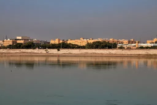 The U.S. Embassy is seen from across the Tigris River in Baghdad, Iraq, on Jan. 3, 2020. A rocket attack at the sprawling U.S. embassy in Baghdad Friday Dec. 8, 2023 caused minor material damage but no casualties, U.S. and Iraqi officials said. (AP Photo/Khalid Mohammed, File)