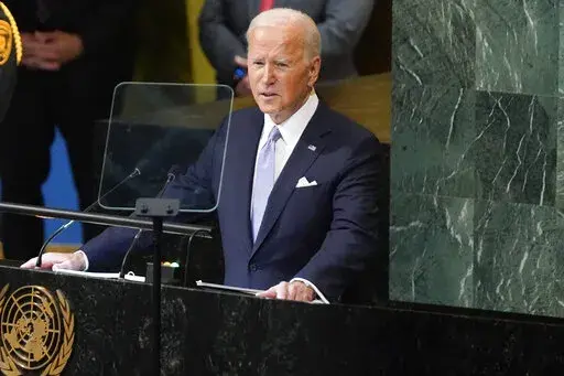 President Joe Biden addresses the 77th session of the United Nations General Assembly on Wednesday, Sept. 21, 2022, at the U.N. headquarters.   On Friday, Sept. 23, The Associated Press reported on stories circulating online incorrectly claiming Biden announced that he is adding the U.S. as a signatory to the United Nations “Small Arms Treaty,” which would “establish an international gun control registry” in which other countries can “track the ‘end user’ of every rifle, shotgun, 