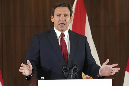 Florida Gov. Ron DeSantis speaks at a news conference on Jan. 26, 2023, in Miami. David McIntosh, the president ofthe influential Club For Growth group, said Tuesday, Feb. 7, that the group has invited a half dozen potential Republican candidates for the White House to its donor summit in Florida next month including DeSantis. (AP Photo/Marta Lavandier, File)