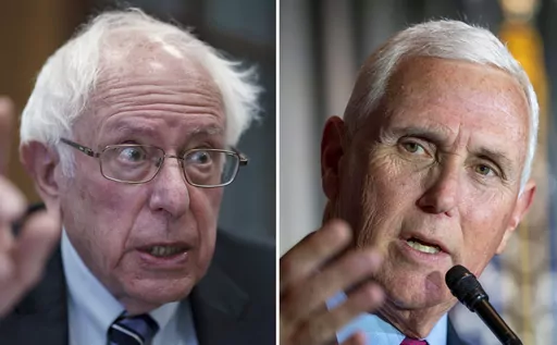 This combination of the photos shows Sen. Bernie Sanders, I-Vt., left, and former Vice President Mike Pence, right. (AP Photo/File)