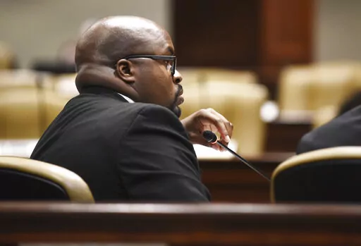 Solomon Graves, Secretary of Corrections, answers questions from legislators during the Joint Budget Committee's pre-fiscal session budget hearing on Wednesday, Jan. 12, 2022 in Little Rock, Ark. Surplus gun ammunition for Arkansas’ state prison systems was taken and sold by a Department of Corrections employee, according to an auditor for the state. (Staci R Vandagriff/The Arkansas Democrat-Gazette via AP)