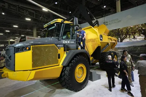 The Articulated Dump Truck is on display at the John Deere booth during the CES tech show Tuesday, Jan. 7, 2025, in Las Vegas. (AP Photo/John Locher)