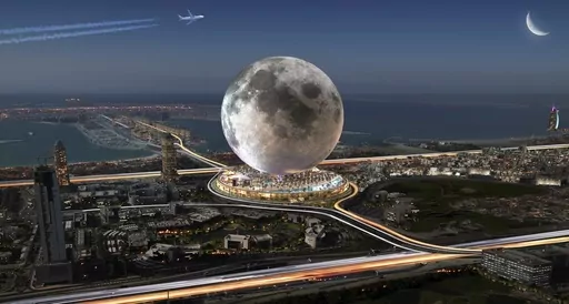 This artist rendering shows the $5 billion project, MOON envisioned on the Dubai Pearl, a coveted plot of land at the base of The Palm Jumeirah. A proposed $5 billion real estate project wants to take skyscraper-studded Dubai to new heights by bringing a part of the heavens down to Earth. Canadian entrepreneur Michael Henderson envisions building a 274-meter (900-foot) replica of the moon atop a 30-meter (100-foot) building in Dubai, already home to the world's tallest building and other archite