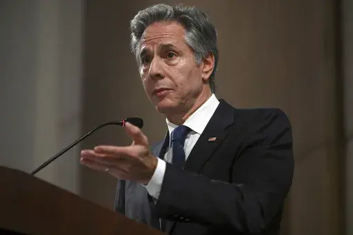 Secretary of State Antony Blinken speaks after meeting with the foreign ministers of the Arab Contact Group on Syria in Jordan's southern Red Sea coastal city of Aqaba, Dec. 14, 2024. (Andrew Caballero-Reynolds/Pool via AP, File)