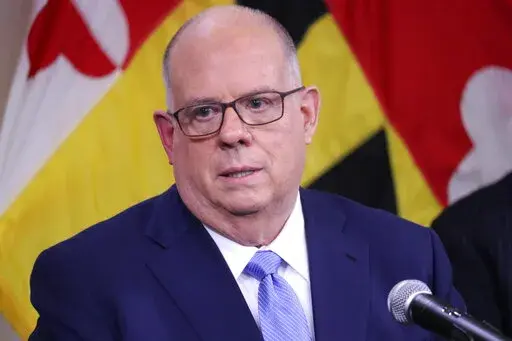 Maryland Gov. Larry Hogan speaks at a news conference on Tuesday, Jan. 11, 2022 in Annapolis, Md. where he said he plans to remain focused on being governor and does not have a "burning desire to serve in the U.S. Senate." Senate Minority Leader Mitch McConnell and other top Republicans are stepping up a personal campaign to persuade Hogan to run for Senate and help the party's chances of regaining control of the chamber. (AP Photo/Brian Witte)