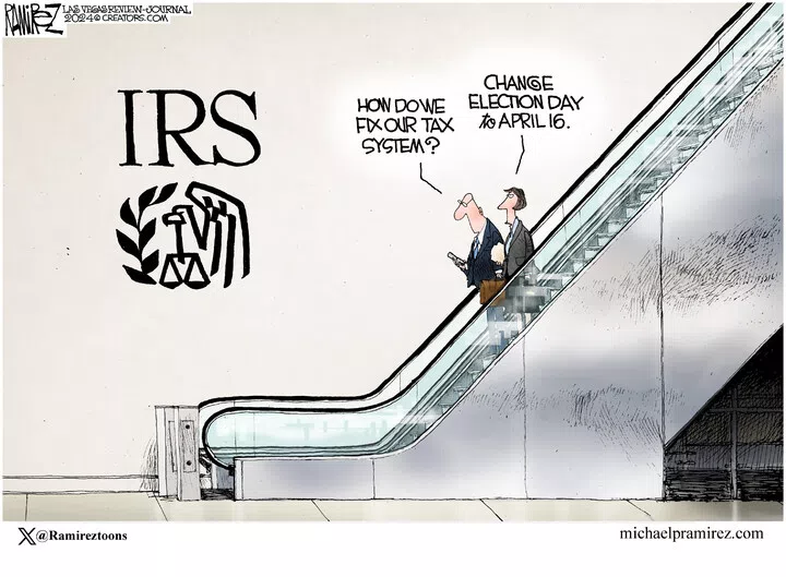 Michael Ramirez for Apr 15, 2024